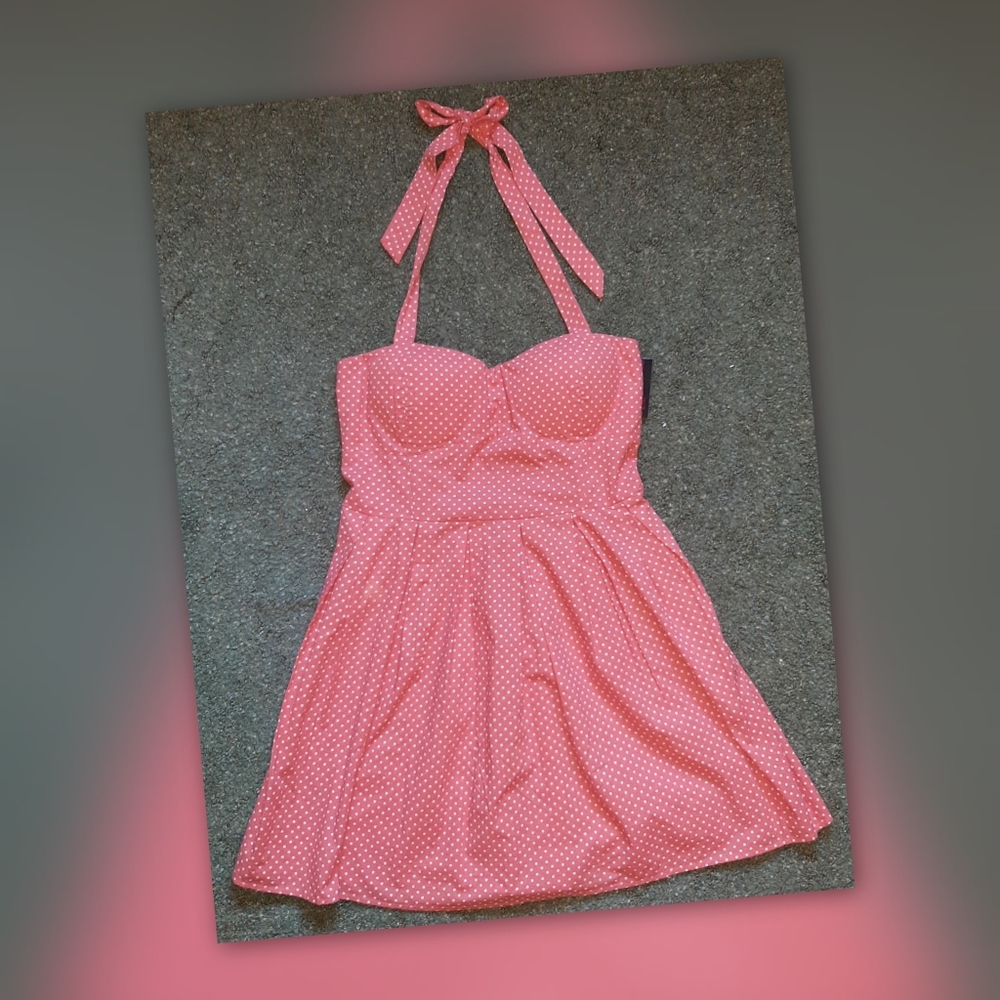 No Boundaries Cotton Sundress, 15-17 Peach & White